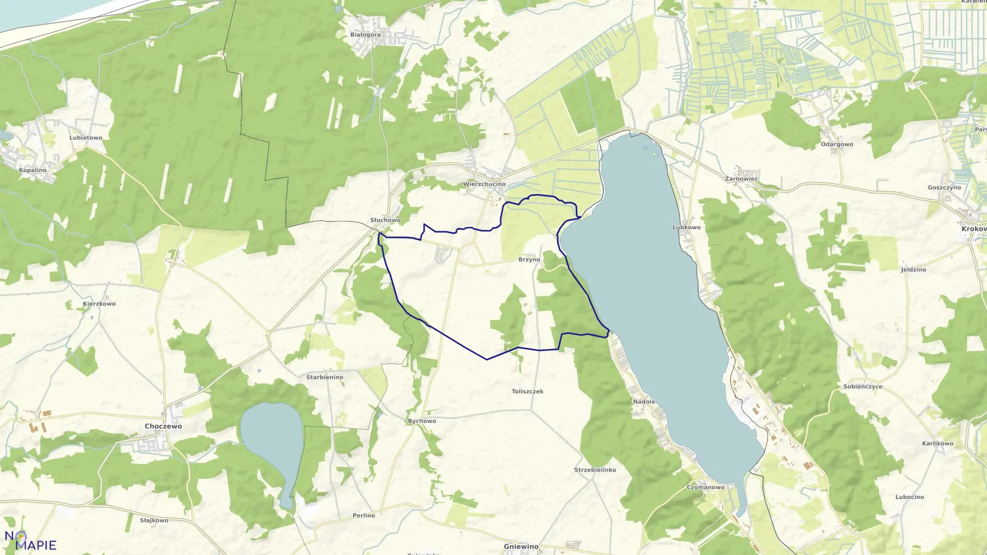 Mapa obrębu Brzyno w gminie Krokowa