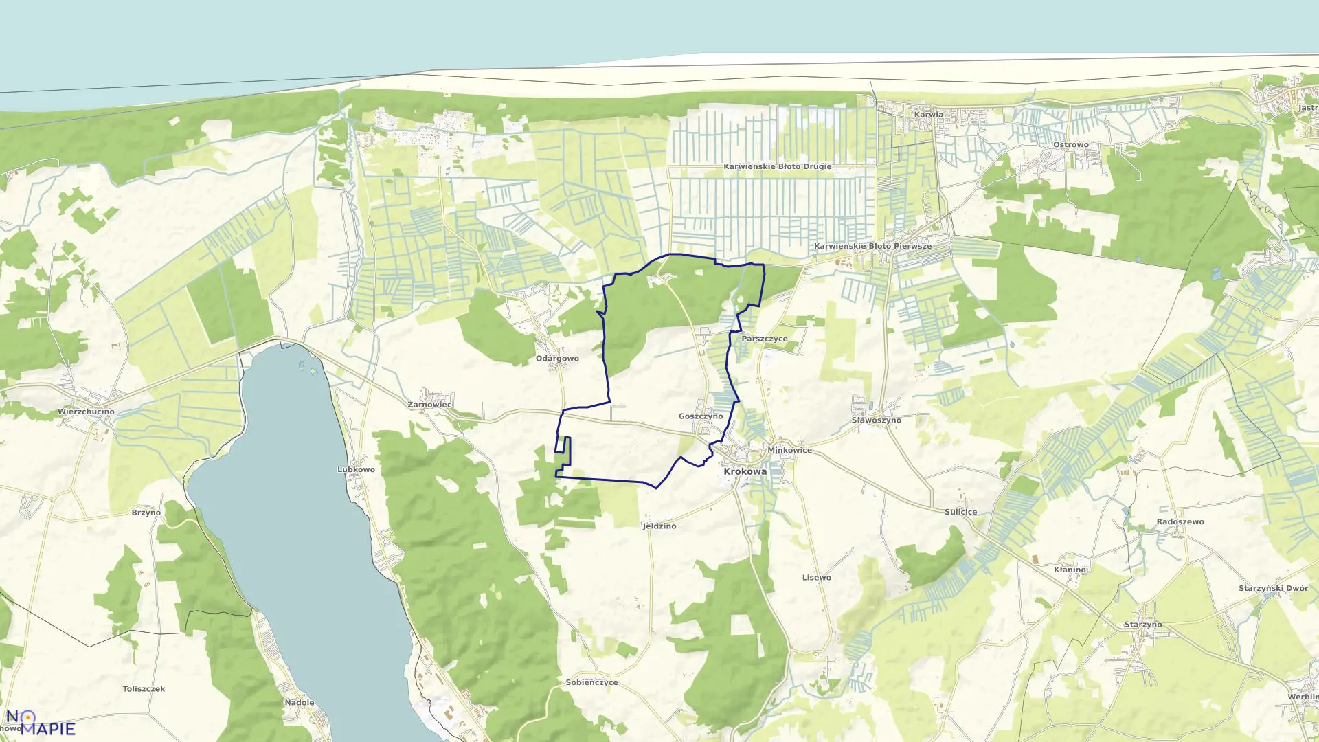 Mapa obrębu Goszczyno w gminie Krokowa