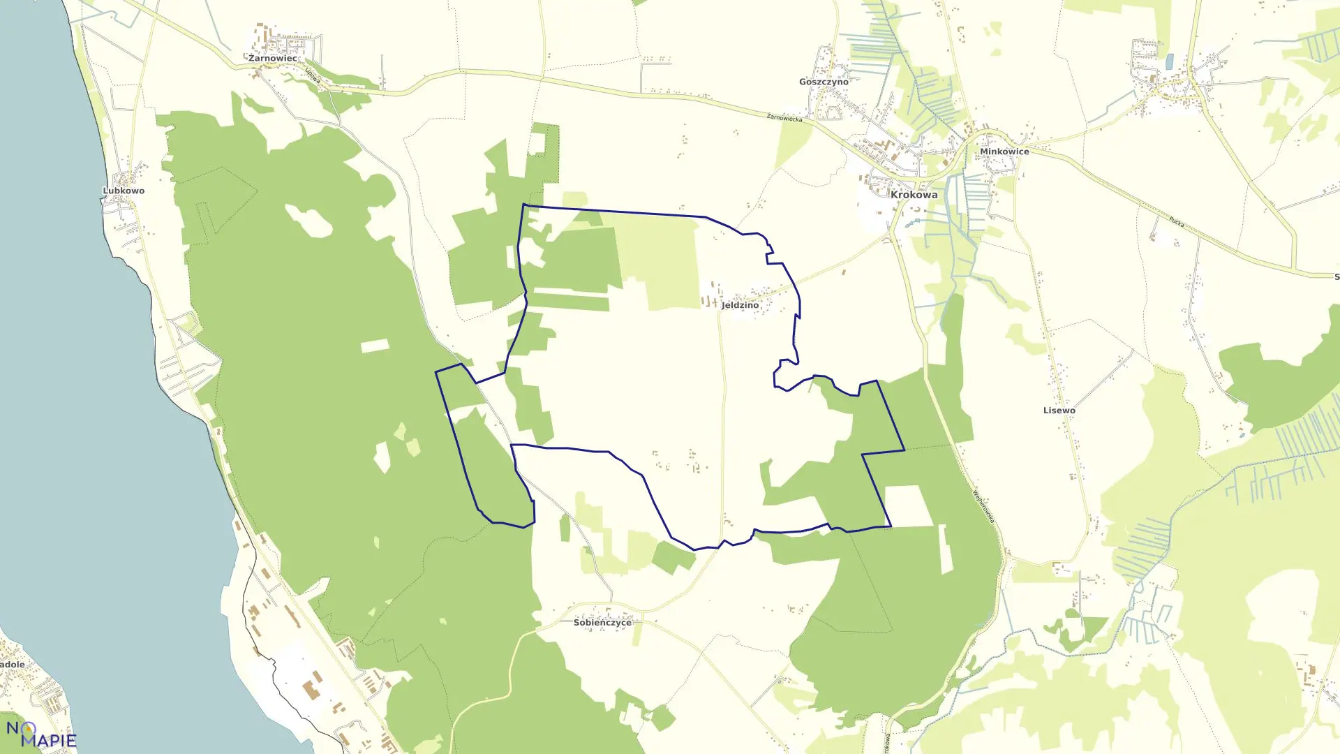 Mapa obrębu Jeldzino w gminie Krokowa