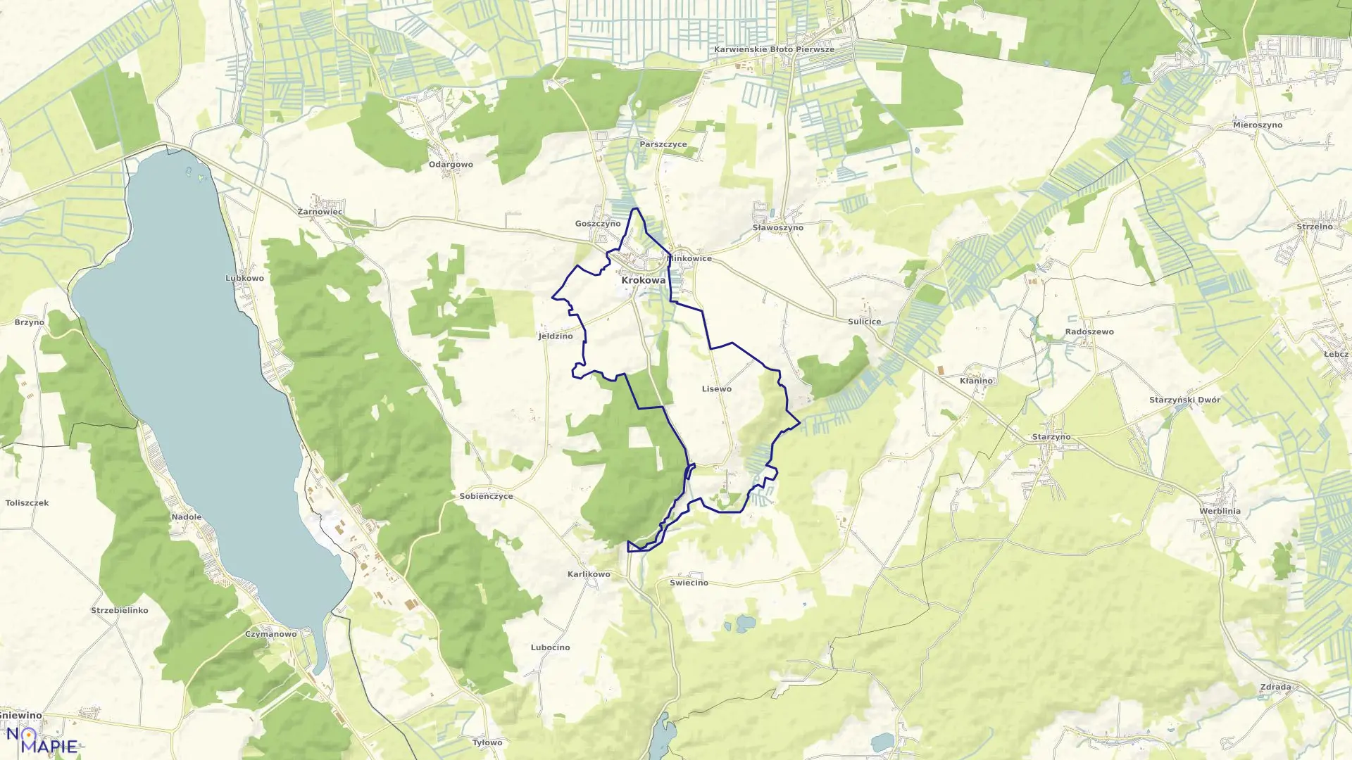 Mapa obrębu Krokowa w gminie Krokowa