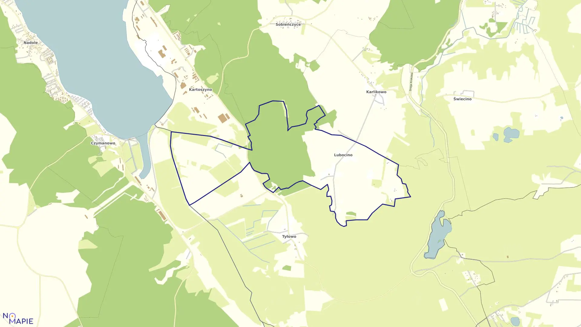 Mapa obrębu Lubocino w gminie Krokowa