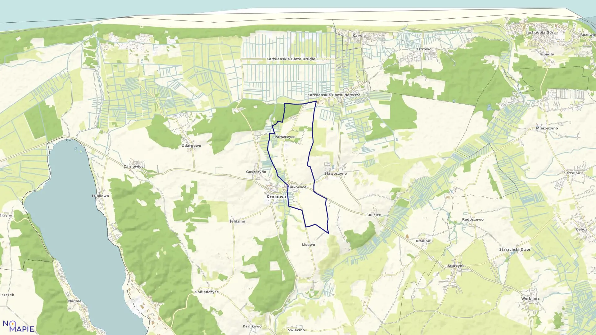 Mapa obrębu Minkowice w gminie Krokowa