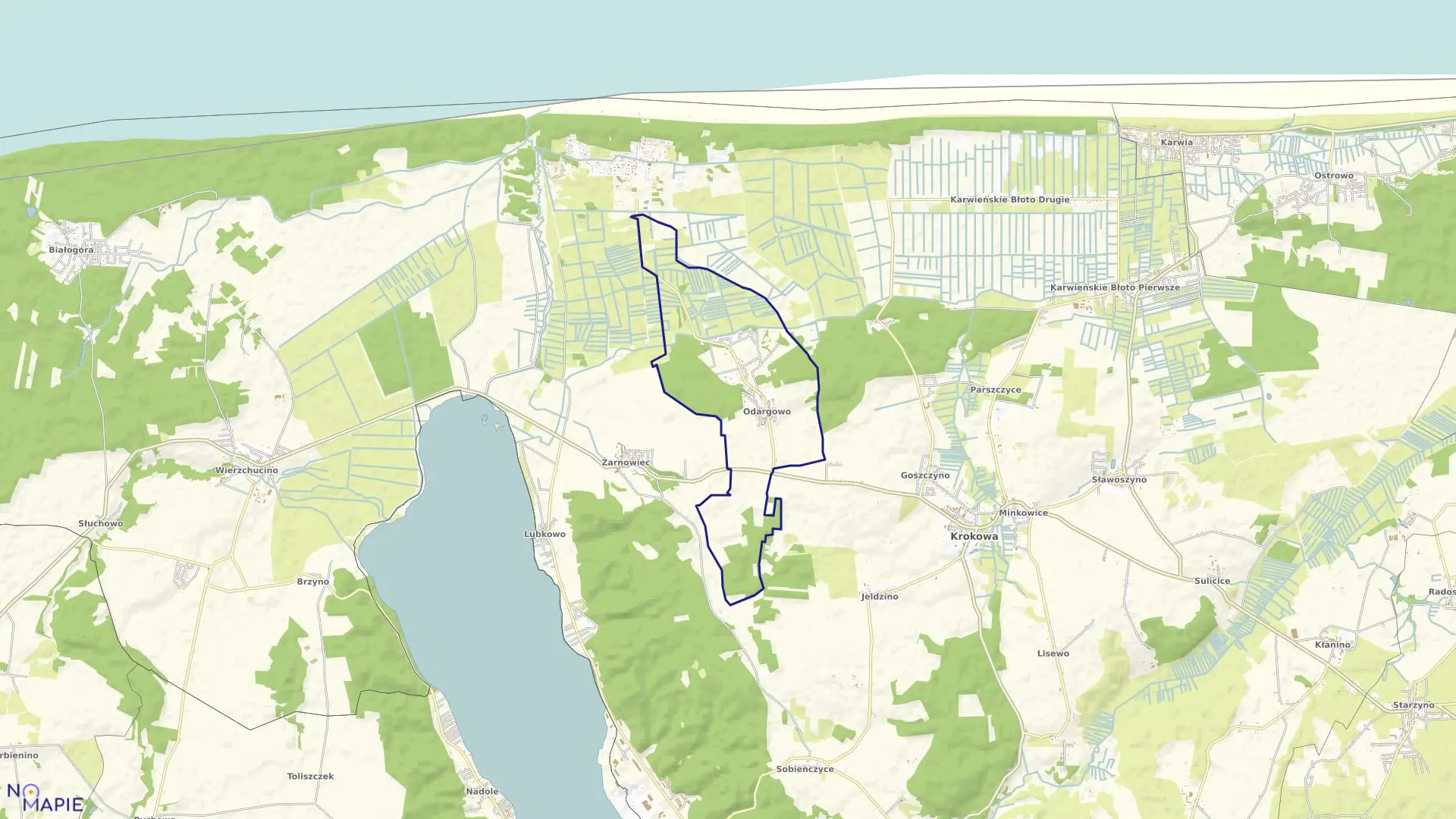 Mapa obrębu Odargowo w gminie Krokowa