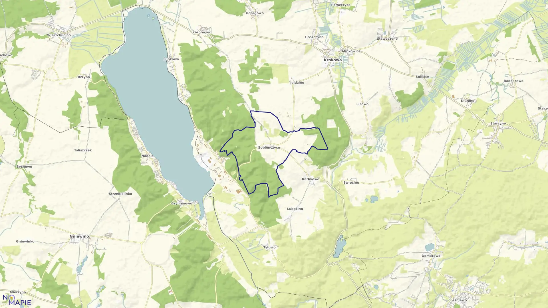 Mapa obrębu Sobieńczyce w gminie Krokowa