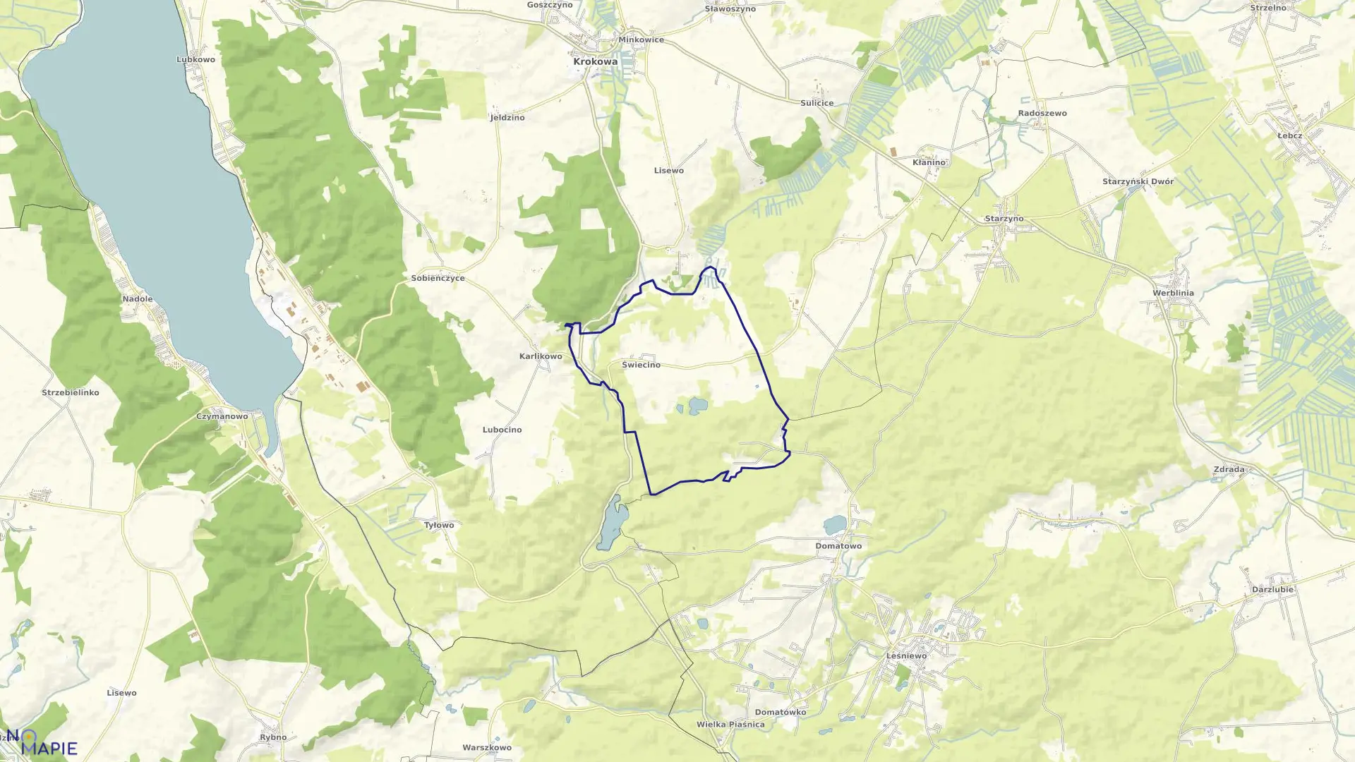 Mapa obrębu Świecino w gminie Krokowa